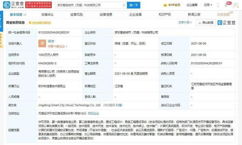 京東智能城市科技公司成立，注冊資本千萬元聚焦計算機系統服務